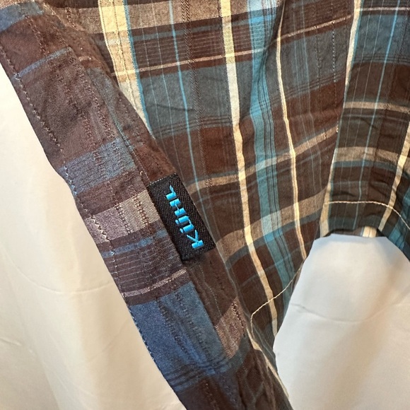 Kuhl Mens Blue Gray Plaid Short Sleeve Active Casual Suncel Button Shirt Size L - Picture 4 of 10